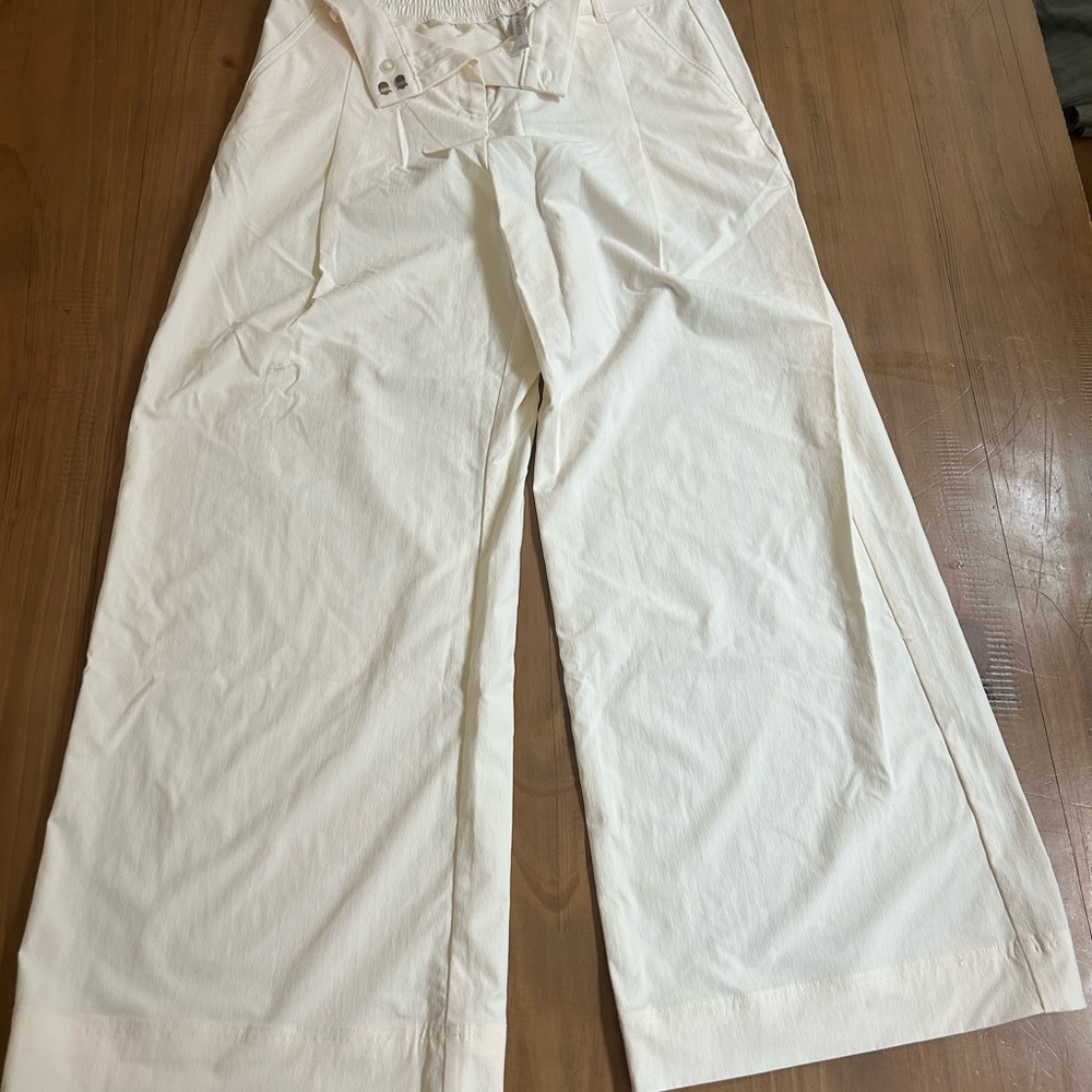 *Brand New* Wide Leg High Waist Trousers- Light Cream (Bone)